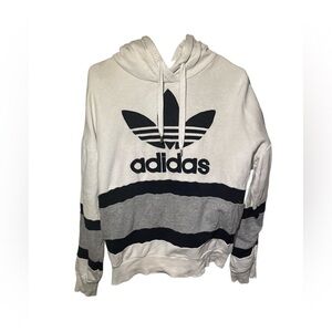 Adidas Cream / Grey/ Black Striped Knit Hoodie
